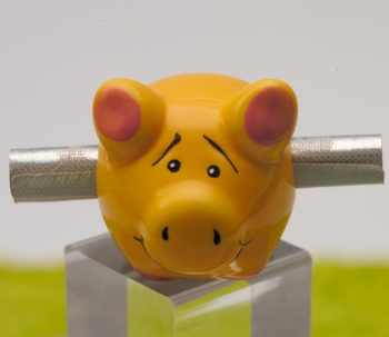 Magnet Porzellan Glückschwein Schein-Rein gelb 4,5 x 3,5 cm