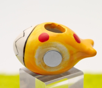 Magnet Porzellan Sparhai Geldhai Schein-Rein gelb 4,5 x 3,5 cm