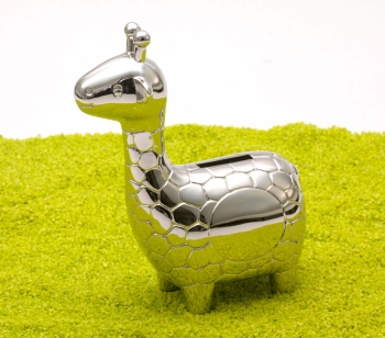 Spardose Giraffe versilbert 6 x 13,5 x 16 cm