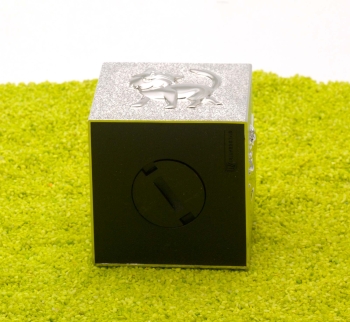 Spardose Würfel Haustiere versilbert 8,5 x 8,5 x 7,6 cm