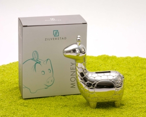 Spardose Giraffe versilbert 6 x 13,5 x 16 cm
