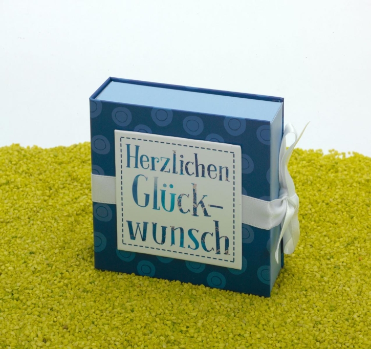 Geschenkschachtel mit Schleife - Herzlichen Glückwunsch 10 x 10 cm